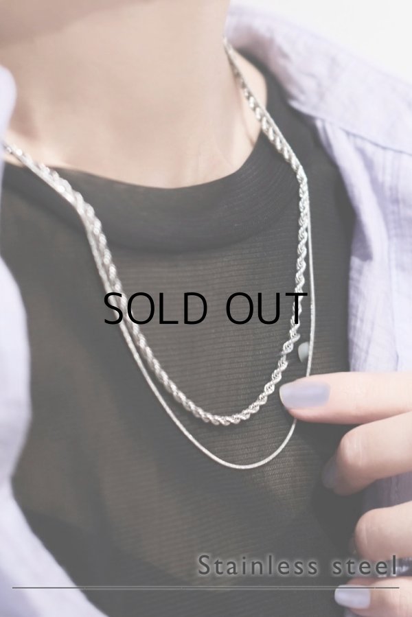 画像1: ステンレス 3mm幅 ロープチェーンネックレス /シルバー  (1)