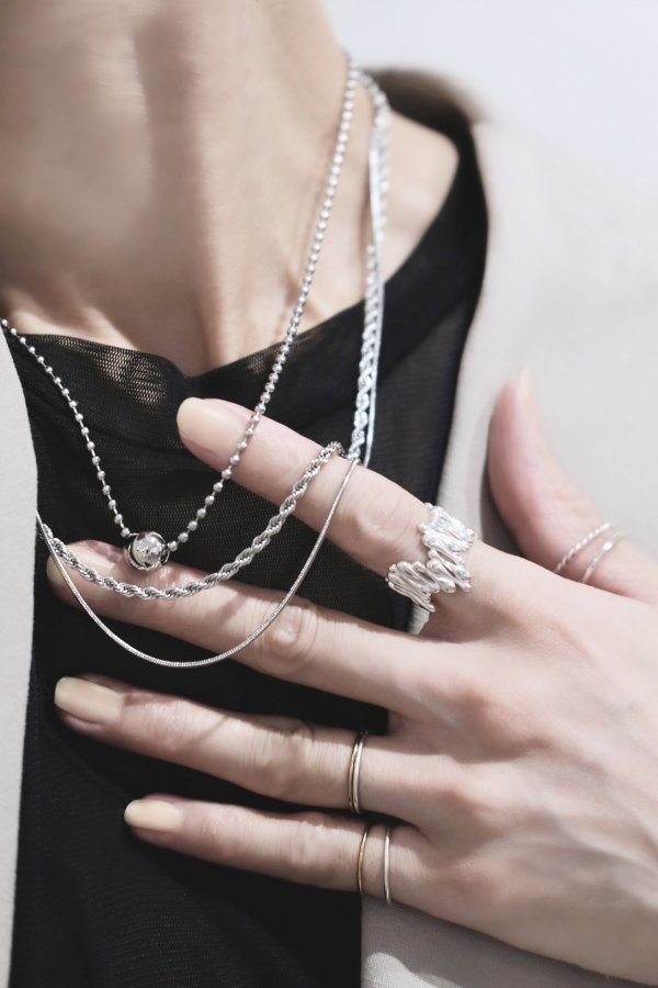 画像4: ステンレス 3mm幅 ロープチェーンネックレス /シルバー  (4)