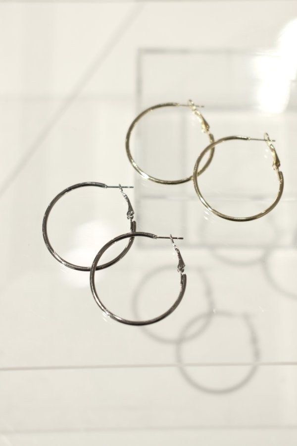 画像3: 50mm径 ストレートポストフープピアス/シルバー (3)