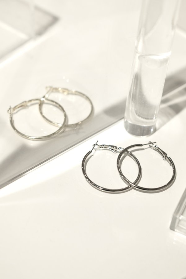 画像1: 50mm径 ストレートポストフープピアス/シルバー (1)