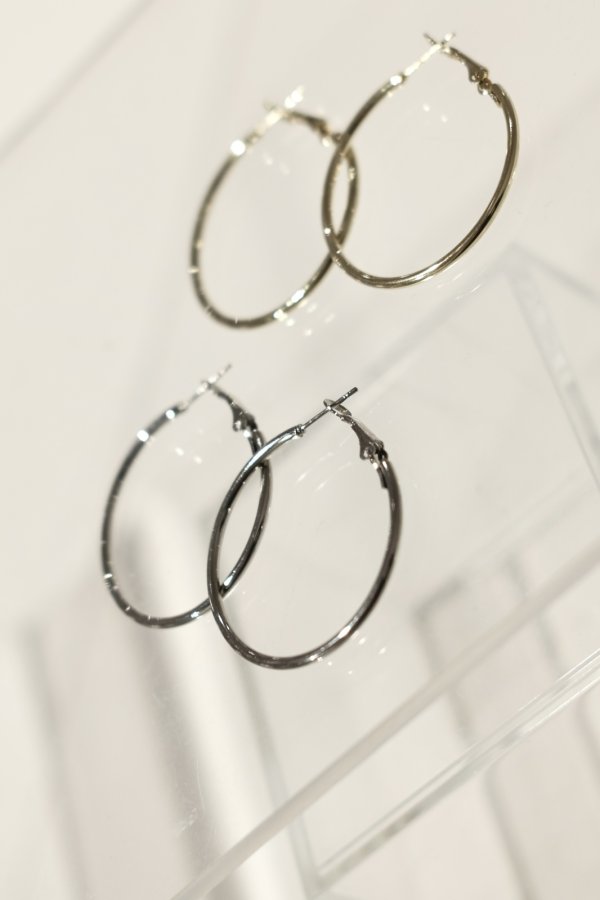 画像5: 50mm径 ストレートポストフープピアス/シルバー (5)