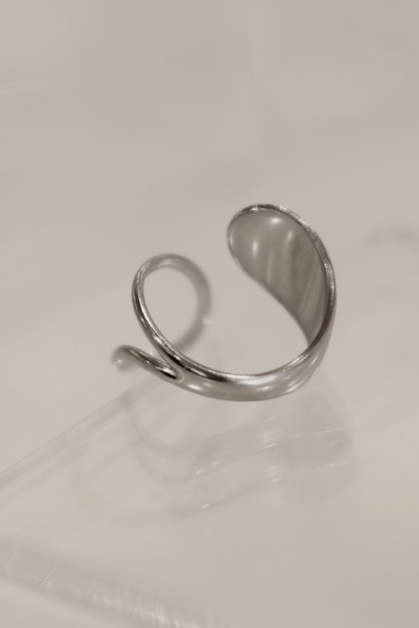 画像4: ステンレス ビッグドロップ＆ホローフロントオープンリング /シルバー (4)