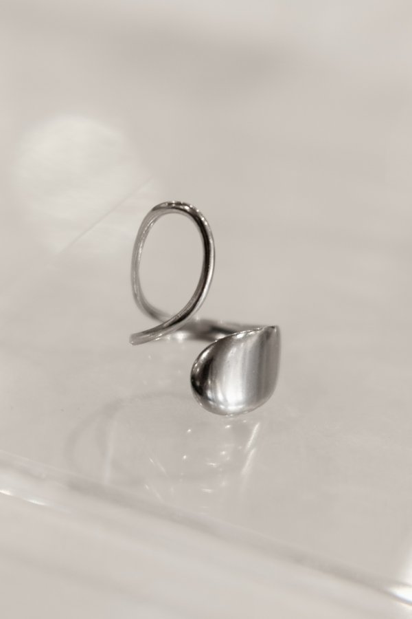 画像3: ステンレス ビッグドロップ＆ホローフロントオープンリング /シルバー (3)