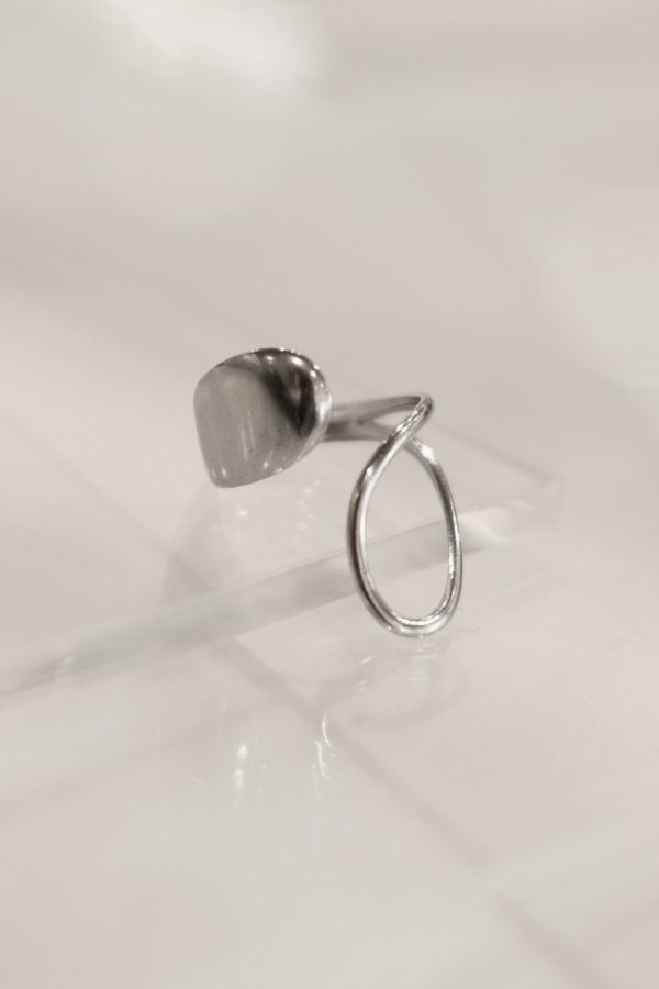 画像6: ステンレス ビッグドロップ＆ホローフロントオープンリング /シルバー (6)