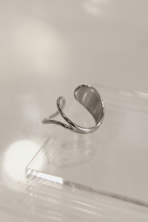 画像5: ステンレス ビッグドロップ＆ホローフロントオープンリング /シルバー (5)