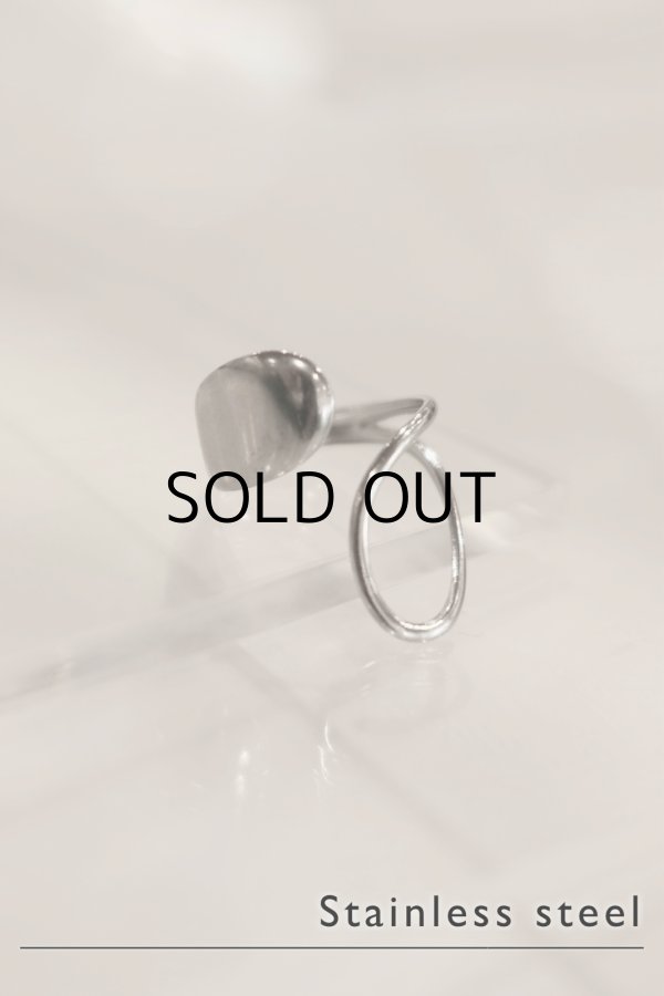 画像2: ステンレス ビッグドロップ＆ホローフロントオープンリング /シルバー (2)