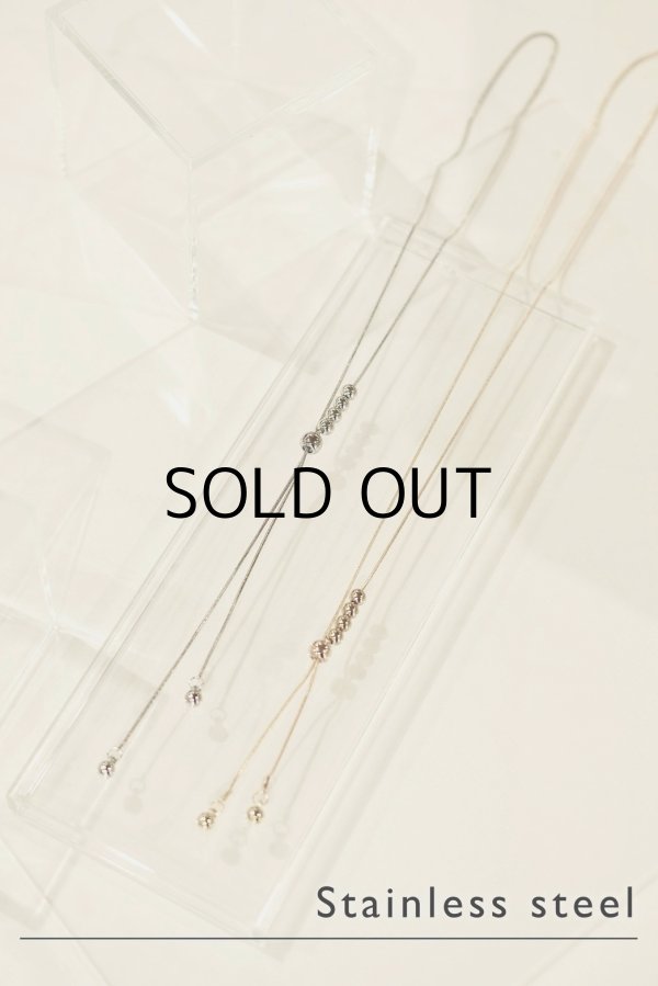 画像3: ステンレス ボールデザインスネークチェーンスライドラリエットネックレス (3)