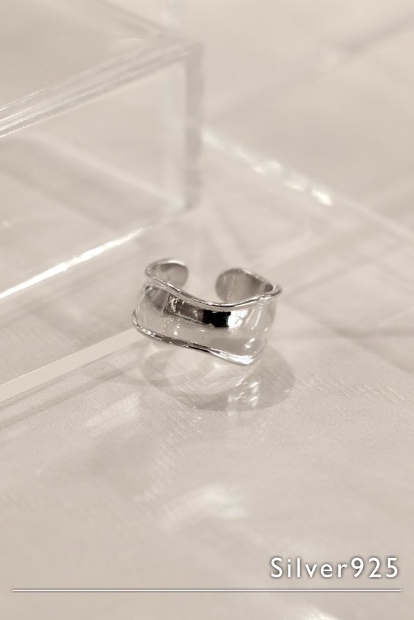 画像2: SILVER925 ボリュームデントラインオープンリング /シルバー (2)