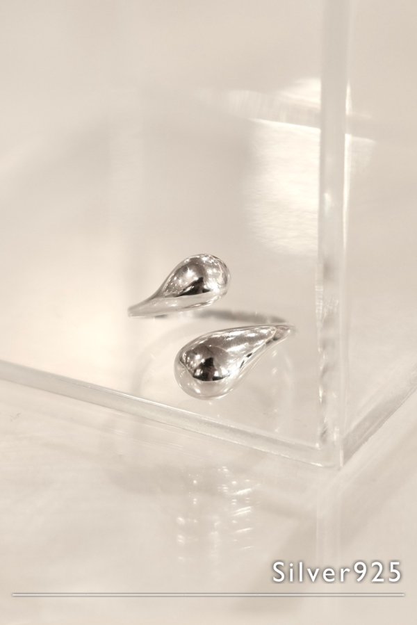 画像2: SILVER925 プランプドロップフロントオープンリング /シルバー  (2)