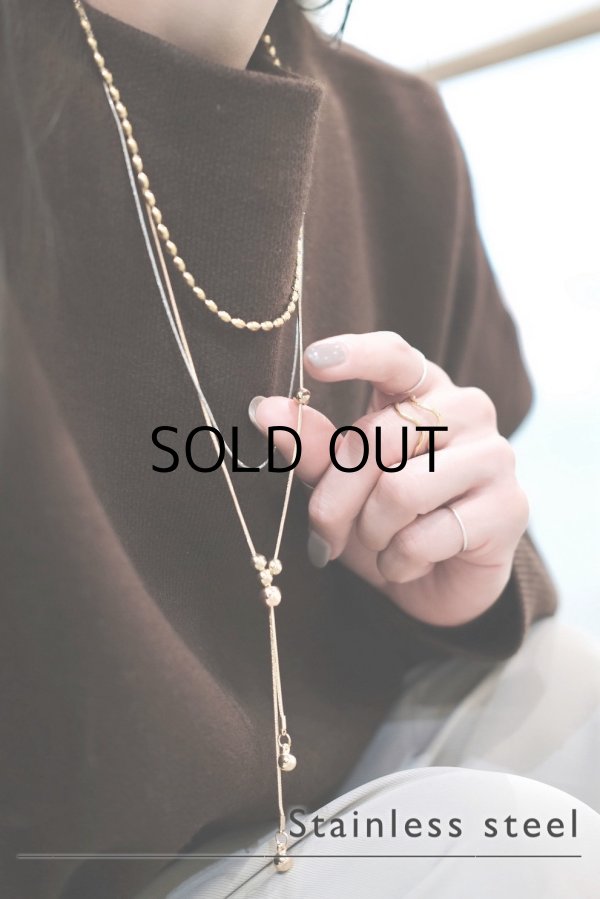 画像2: ステンレス ボールデザインスネークチェーンスライドラリエットネックレス (2)