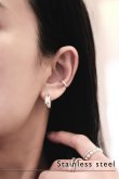 画像2: ステンレス 5mm幅 デントサーフェイスフープピアス 15mm径 (2)