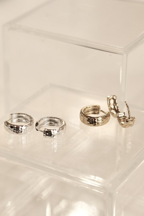 画像3: ステンレス 5mm幅 デントサーフェイスフープピアス 15mm径 (3)