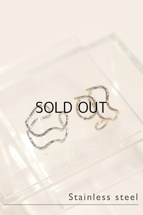 画像2: ステンレス 5.5mm幅 アンデュレートダブルラインリング (2)