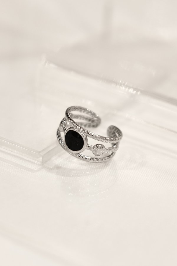 画像5: ステンレス 10mm幅 ブラックトップモダンカットリング (5)