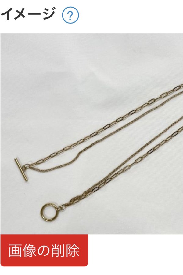 画像1: ステンレス フラットアズキ＆キヘイ Wチェーンマンテルネックレス/ ゴールド  (1)