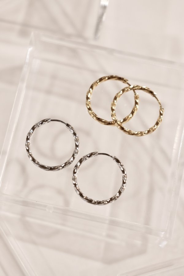 画像3: ステンレス 2mm幅エッジツイストフープピアス 24mm径 (3)