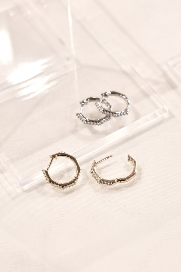 画像4: ステンレス ハーフジルコニアストレートポストプープピアス 16mm径 (4)