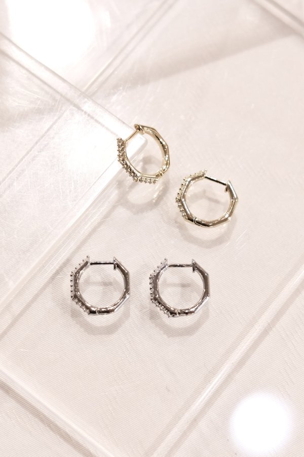 画像5: ステンレス ハーフジルコニアストレートポストプープピアス 16mm径 (5)