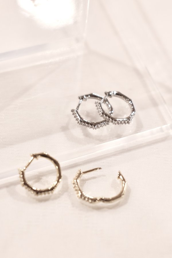 画像3: ステンレス ハーフジルコニアストレートポストプープピアス 16mm径 (3)