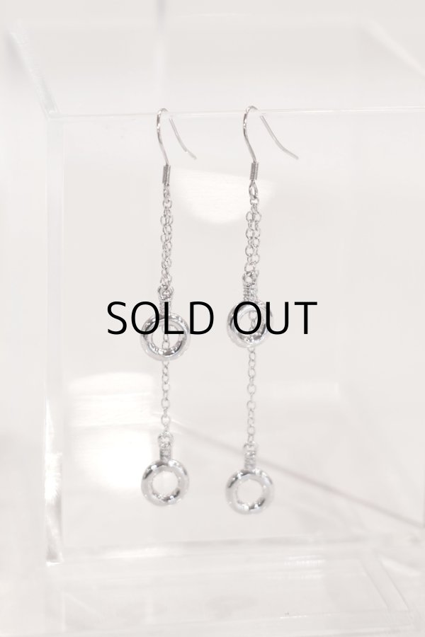 画像3: ステンレス アシンメトリーWチェーンスウィングピアス/シルバー (3)