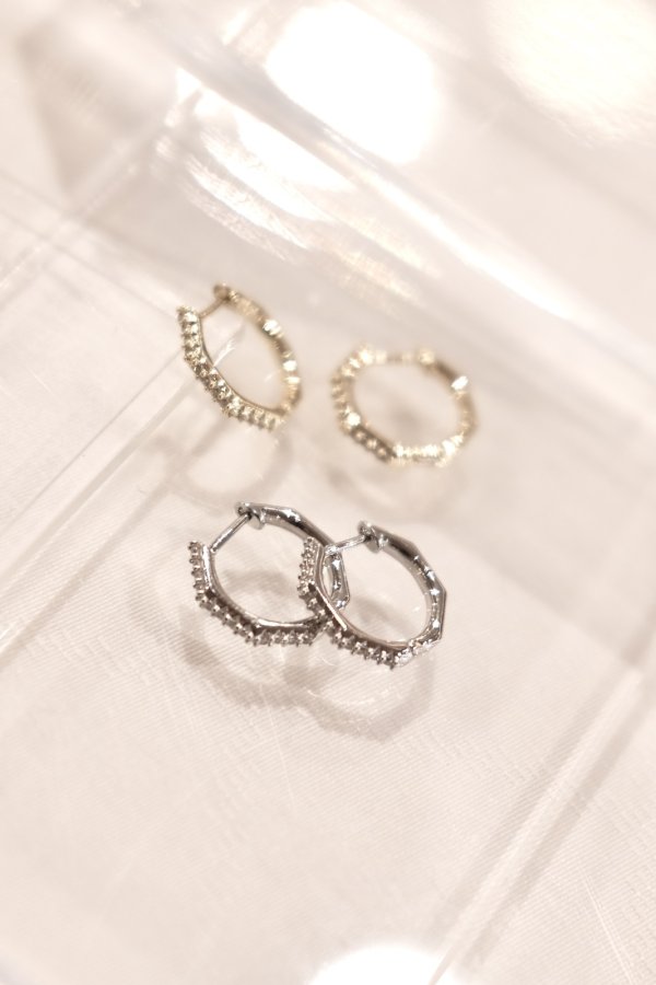 画像2: ステンレス ハーフジルコニアストレートポストプープピアス 16mm径 (2)