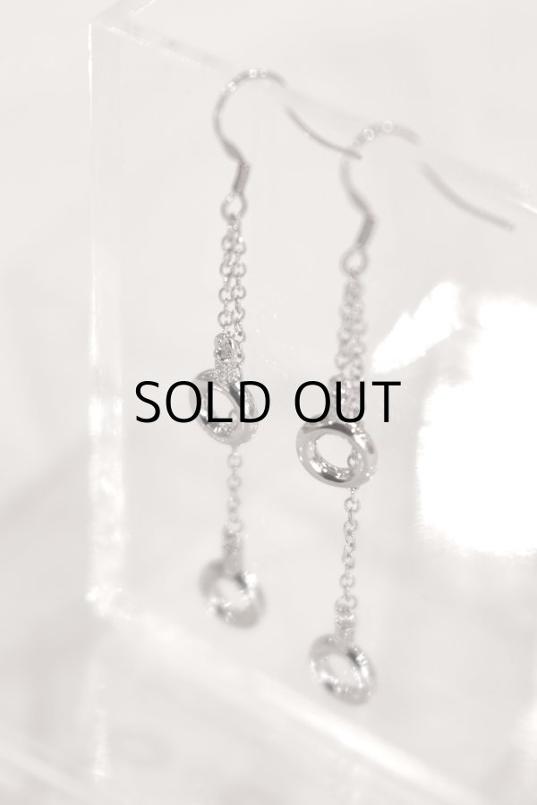 画像4: ステンレス アシンメトリーWチェーンスウィングピアス/シルバー (4)