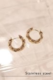 画像1: ステンレス 4.5mm幅 フープピアス 20mm径/ゴールド (1)