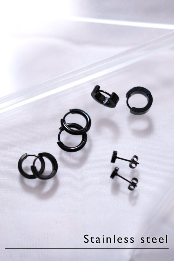 画像1: ステンレス ブラック４Typeピアス (1)