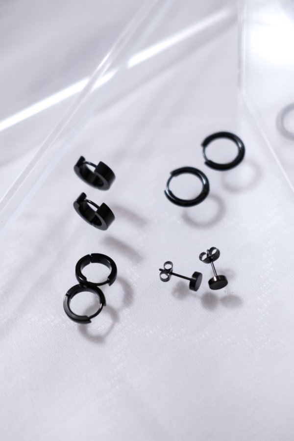 画像2: ステンレス ブラック４Typeピアス (2)