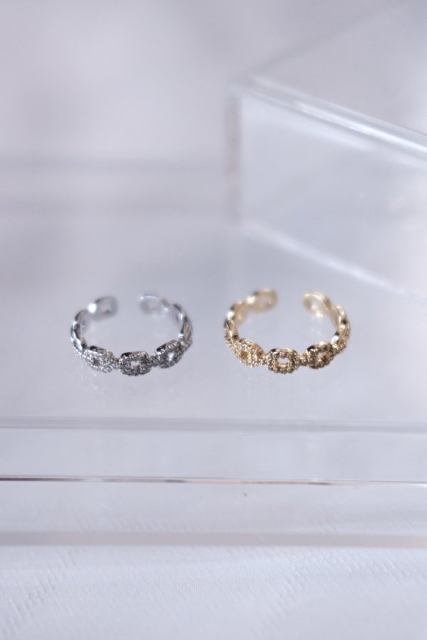 画像2: ステンレス 4mm幅 フロントジルコニアアズキチェーンリング (2)