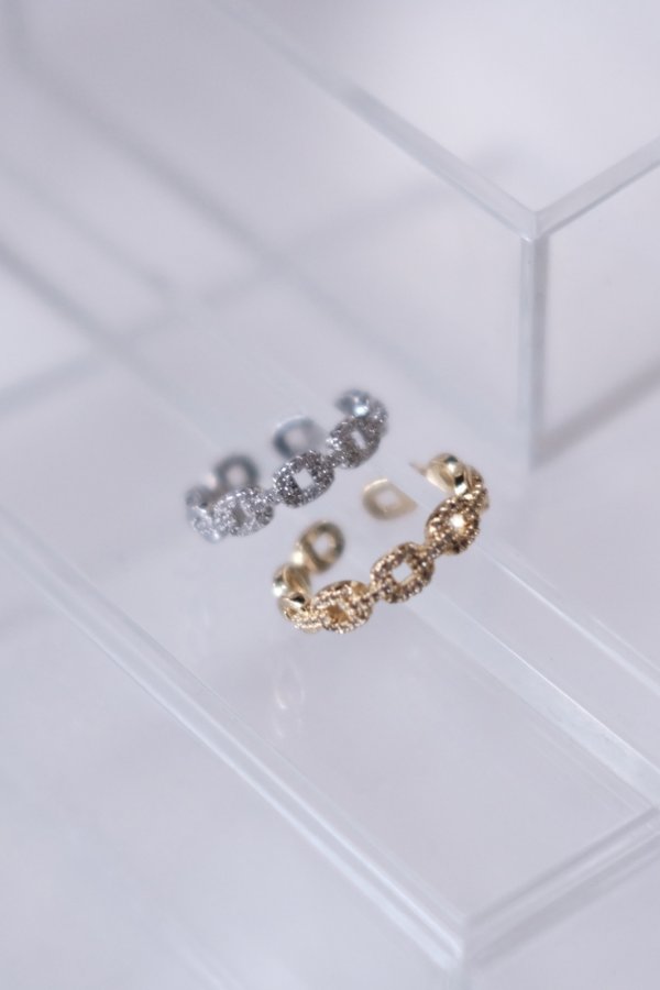 画像4: ステンレス 4mm幅 フロントジルコニアアズキチェーンリング (4)