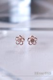 画像1: SILVER925 1ジルコニアファイブペタルフラワーピアス (1)