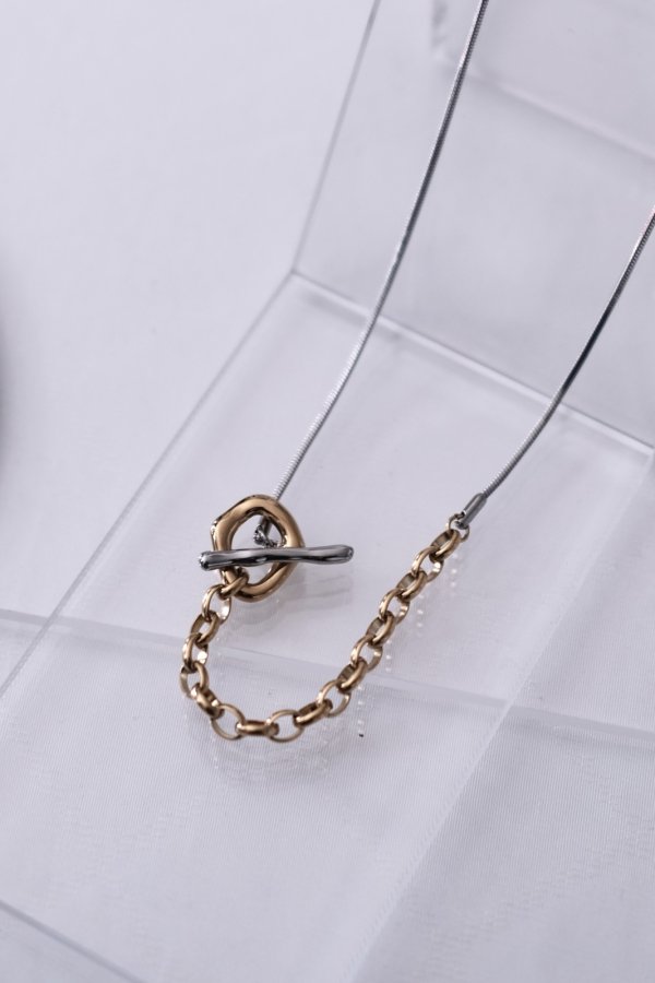 画像4: ステンレス アズキ&スネークチェーンスイッチスルーネックレス (4)