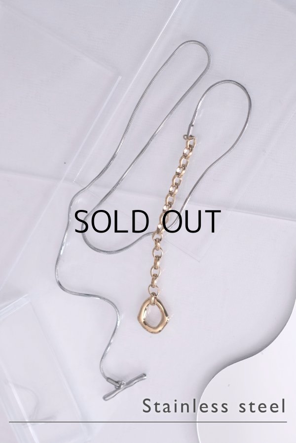 画像2: ステンレス アズキ&スネークチェーンスイッチスルーネックレス (2)