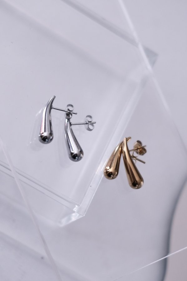 画像3: ステンレス ウォータードロップスタッドピアス (3)