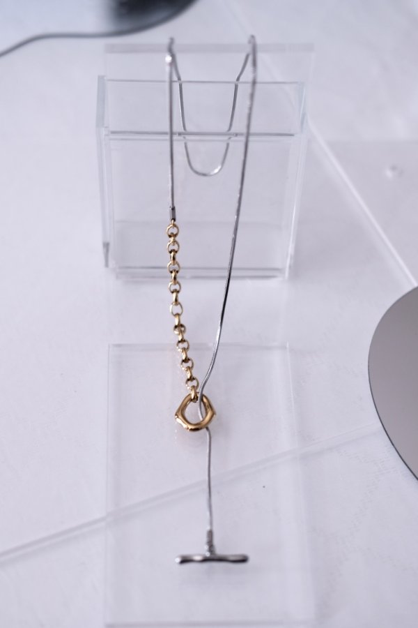 画像3: ステンレス アズキ&スネークチェーンスイッチスルーネックレス (3)