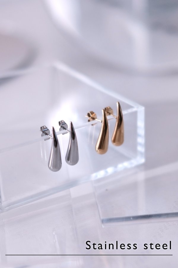 画像2: ステンレス ウォータードロップスタッドピアス (2)