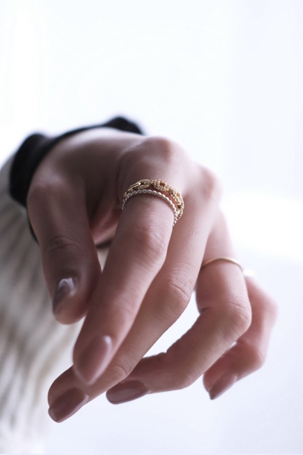 画像6: ステンレス 4mm幅 フロントジルコニアアズキチェーンリング (6)