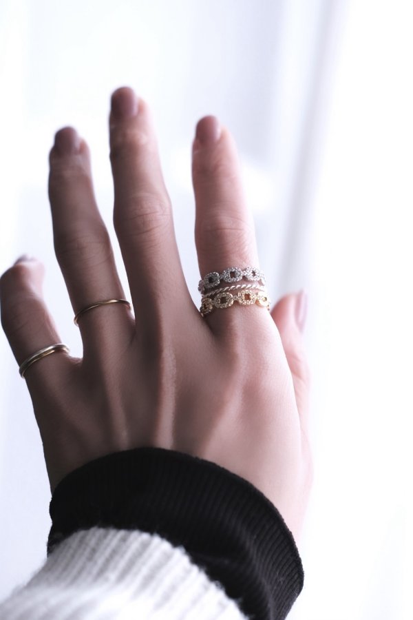 画像8: ステンレス 4mm幅 フロントジルコニアアズキチェーンリング (8)