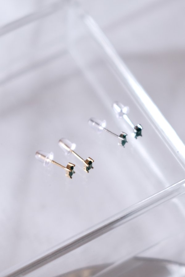 画像3: SILVER925 レクタングルGRNストーンピアス /シルバー×グリーン (3)