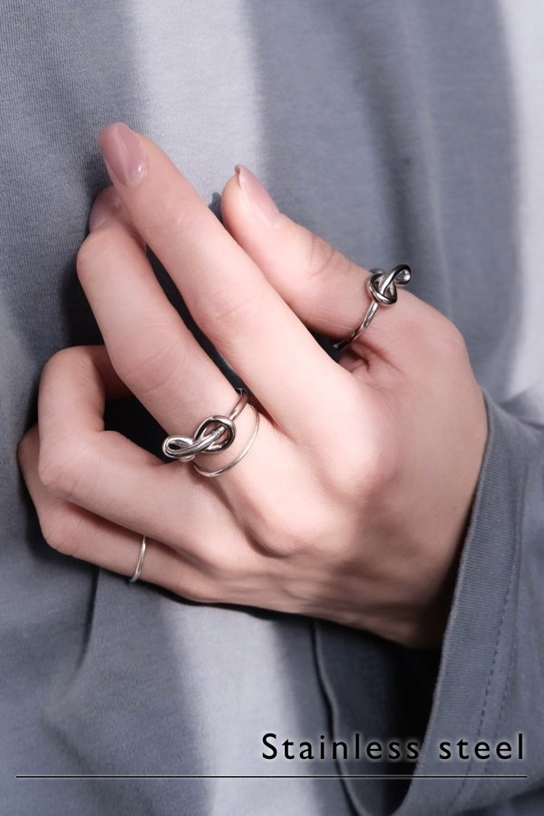 画像2: ステンレス 2mm幅 エイトノットラインリング (2)