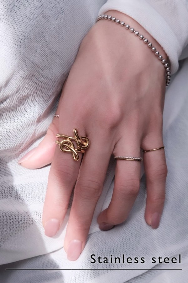 画像1: ステンレス 2mm幅 エイトノットラインリング (1)