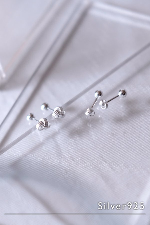 画像1: SILVER925 ノッチアジアンノットバーベルピアス  (1)