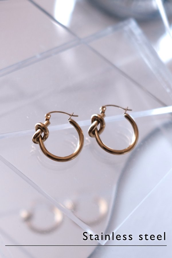 画像1: ステンレス ノットフープピアス (1)