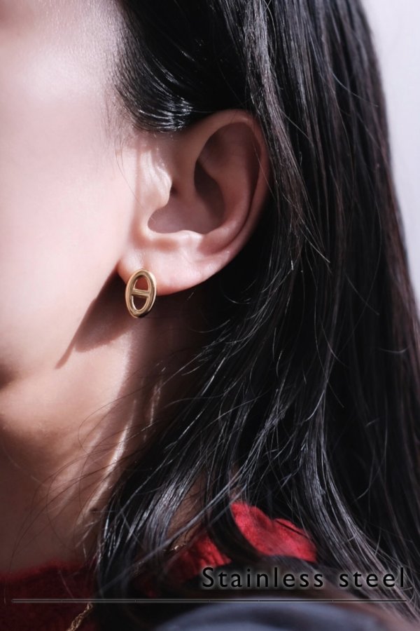 画像1: ステンレス アンカーモチーフスタッドピアス (1)