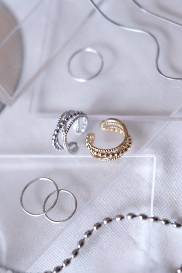 画像5: ステンレス ランダムドッドクロスラインリング (5)