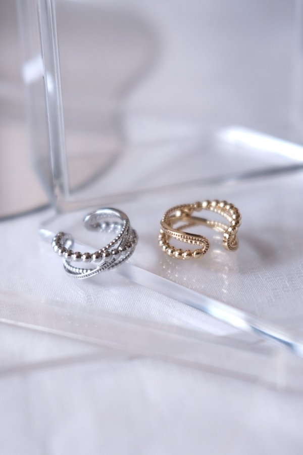 画像3: ステンレス ランダムドッドクロスラインリング (3)