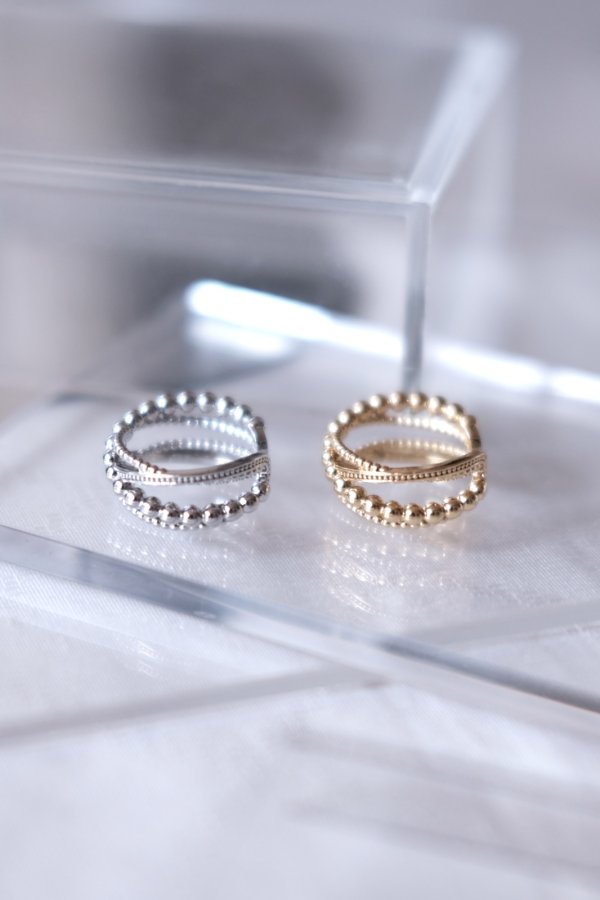 画像4: ステンレス ランダムドッドクロスラインリング (4)