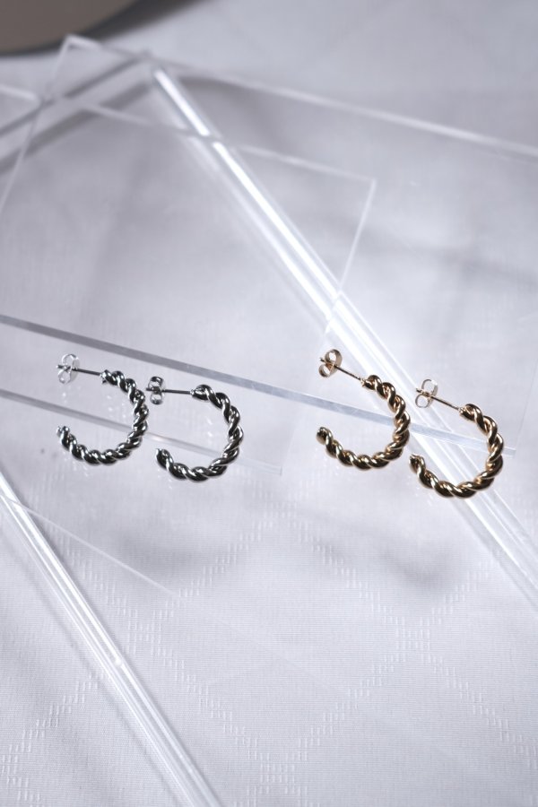 画像3: ステンレス ツイストラインC型フープピアス (3)