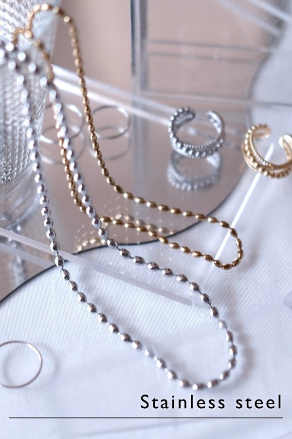 画像2: ステンレス 3.0mm幅 オーバルボールチェーンネックレス (2)